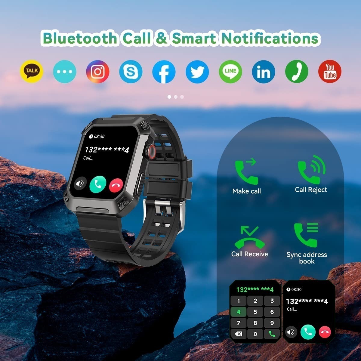 Smartwatch Militar Masculino (atender/ligar) - Imagem 18