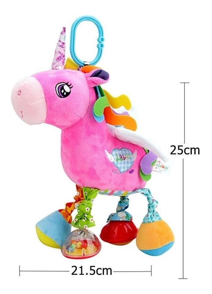Brinquedo Chocalho Pelúcia P/ Berço Bebê Com Som- Unicórnio - Imagem 5