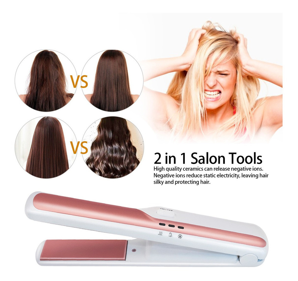 Alisador De Cabelo Sem Fio Carregamento Usb 110v/220v - Imagem 2