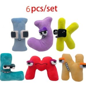 Brinquedo De Pelúcia Infantil Alphabet Lore, 6 Peças, I J K