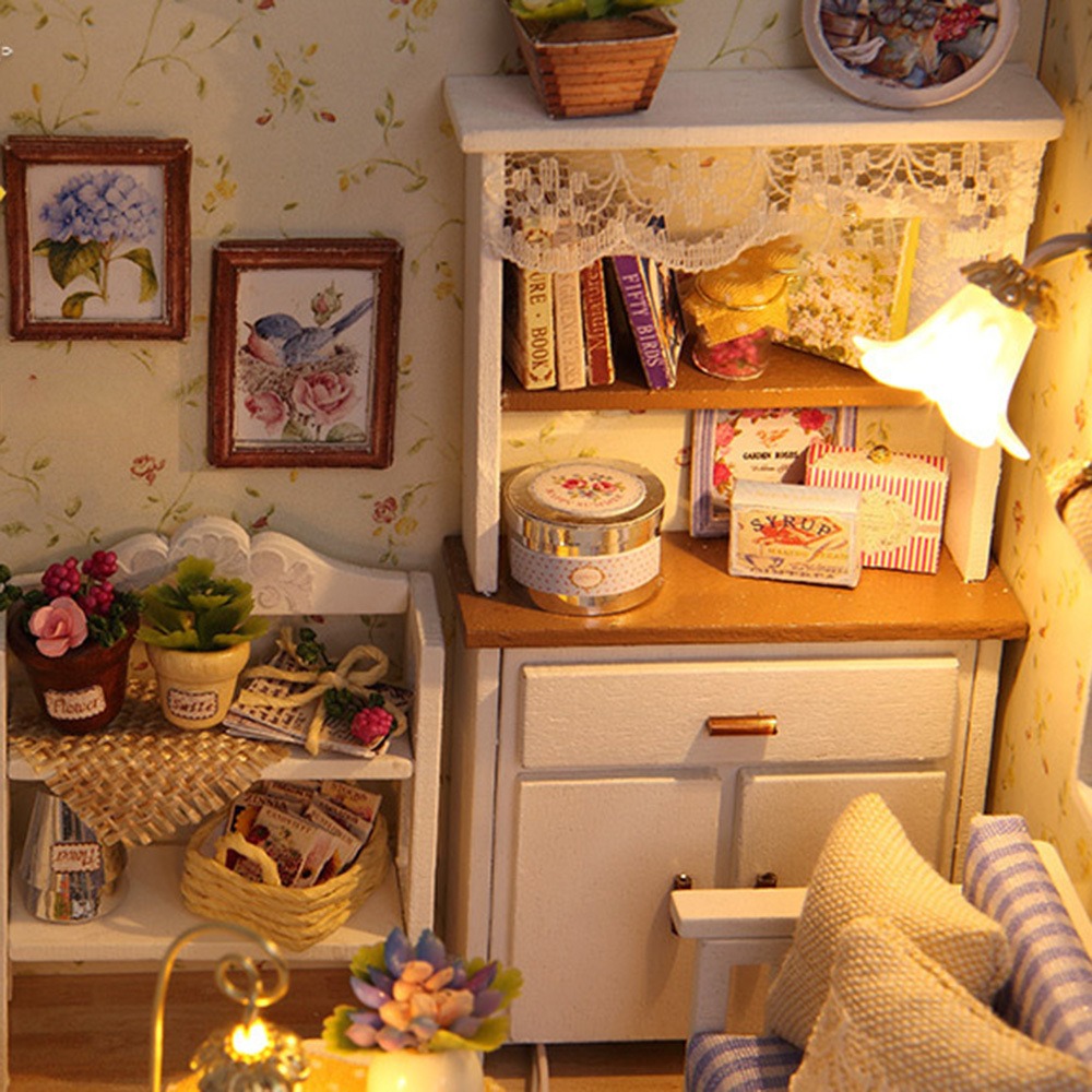 Dollhouse Miniatura Com Móveis Diy Dollhouse Kit De Madeira - Imagem 6