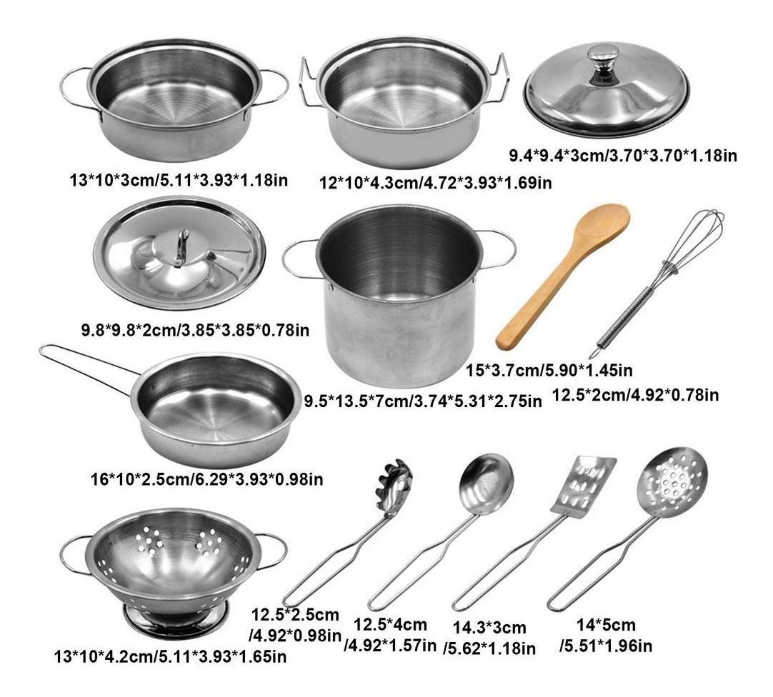 18pcs Mini Kit De Brinquedos De Cozinha Infantil De Aço Inox - Imagem 2