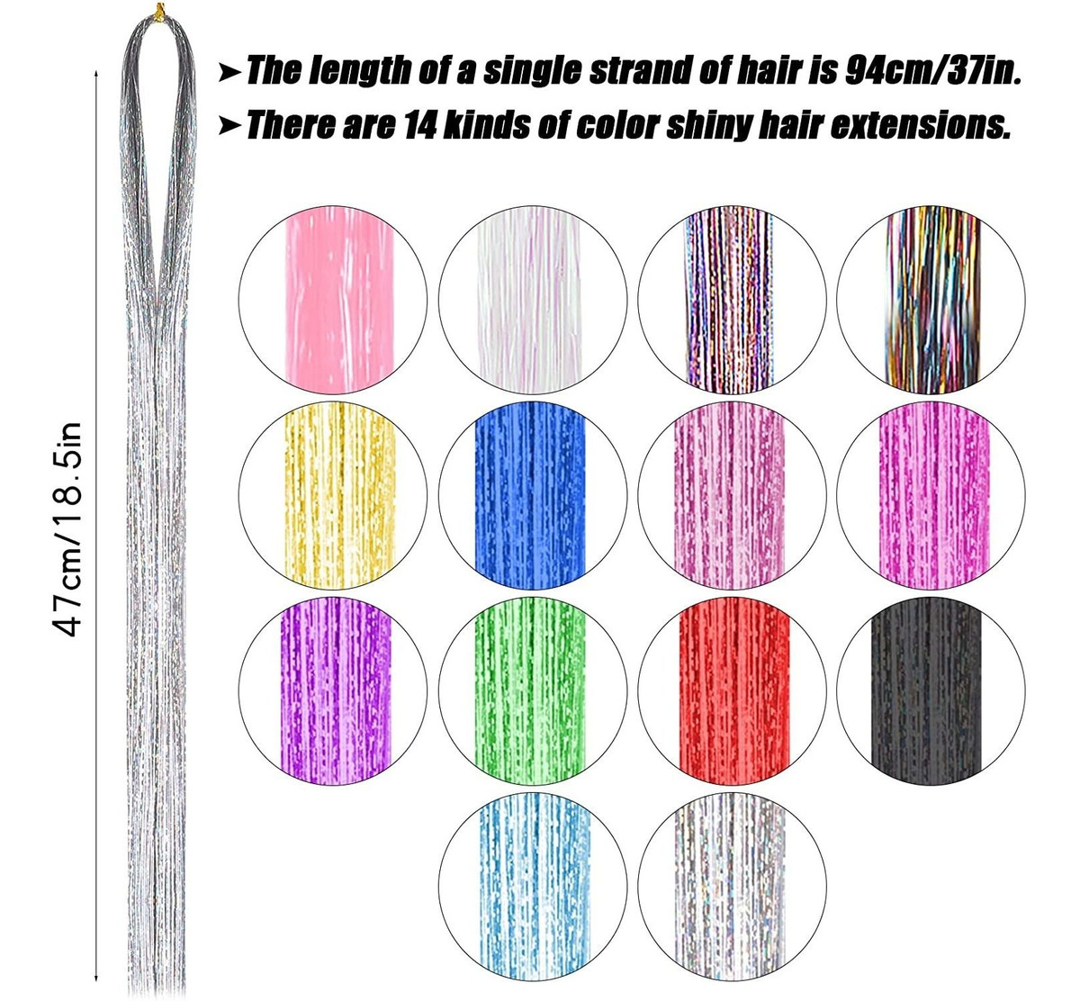 Cabo De Extensão De Cabelo De 14 Cores 94cm, Kit De Peruca - - Imagem 2
