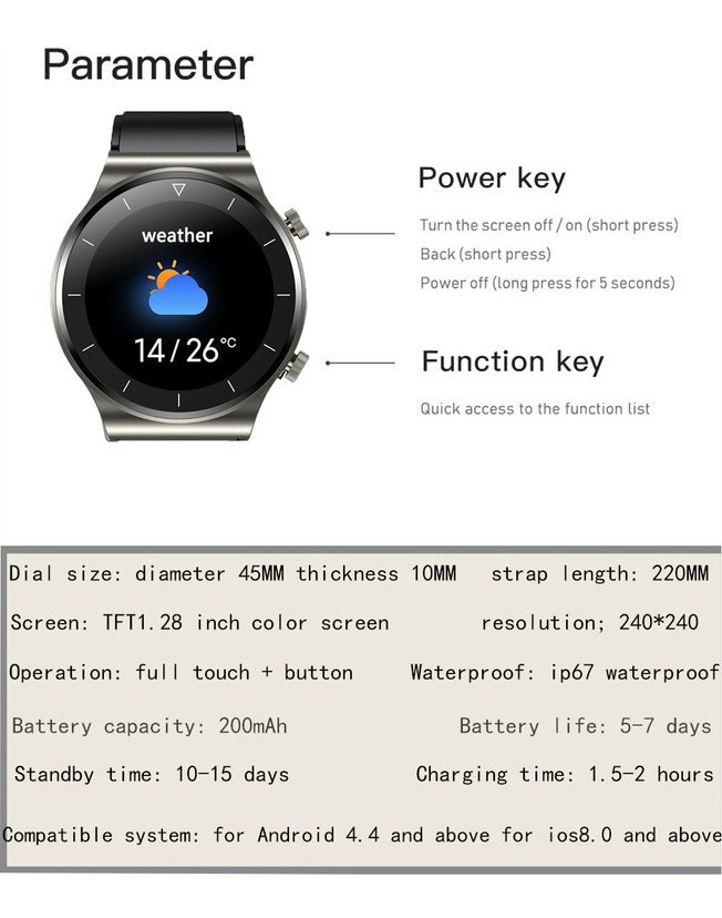 Para Huawei Xiaomi Novo Nfc Bluetooth Impermeável Relógio In - Imagem 10