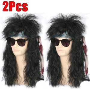 Peruca Masculina Fantasia Tainha Dos Anos 80 Para Festa 2pcs