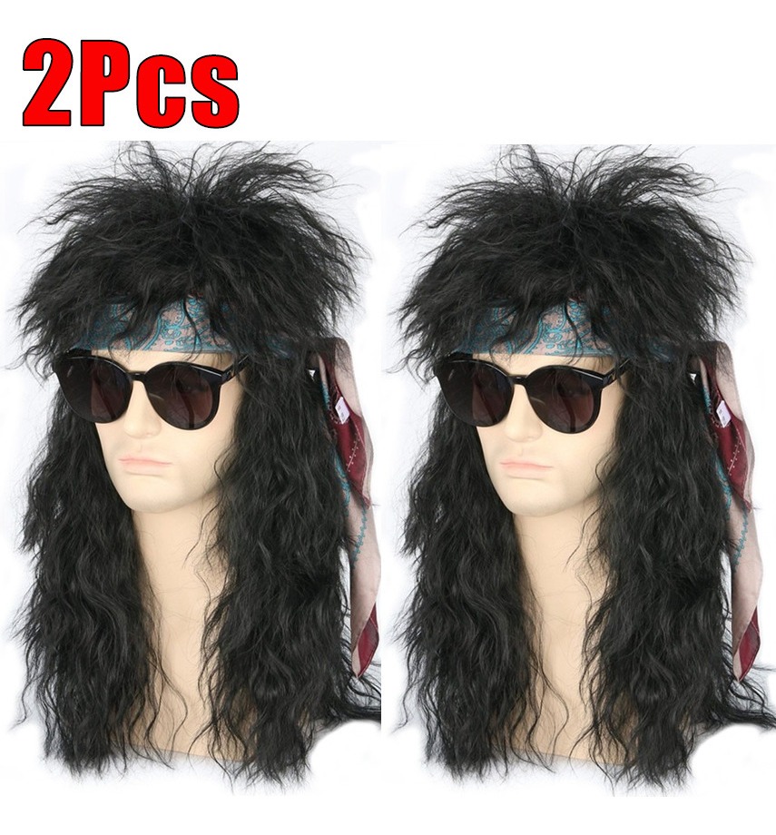 Peruca Masculina Fantasia Tainha Dos Anos 80 Para Festa 2pcs
