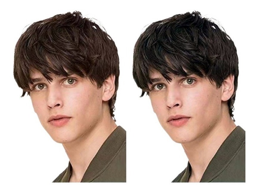 Peruca Masculina De Cabelo Curto Liso Castanho/preto 15 Cm - Imagem 2