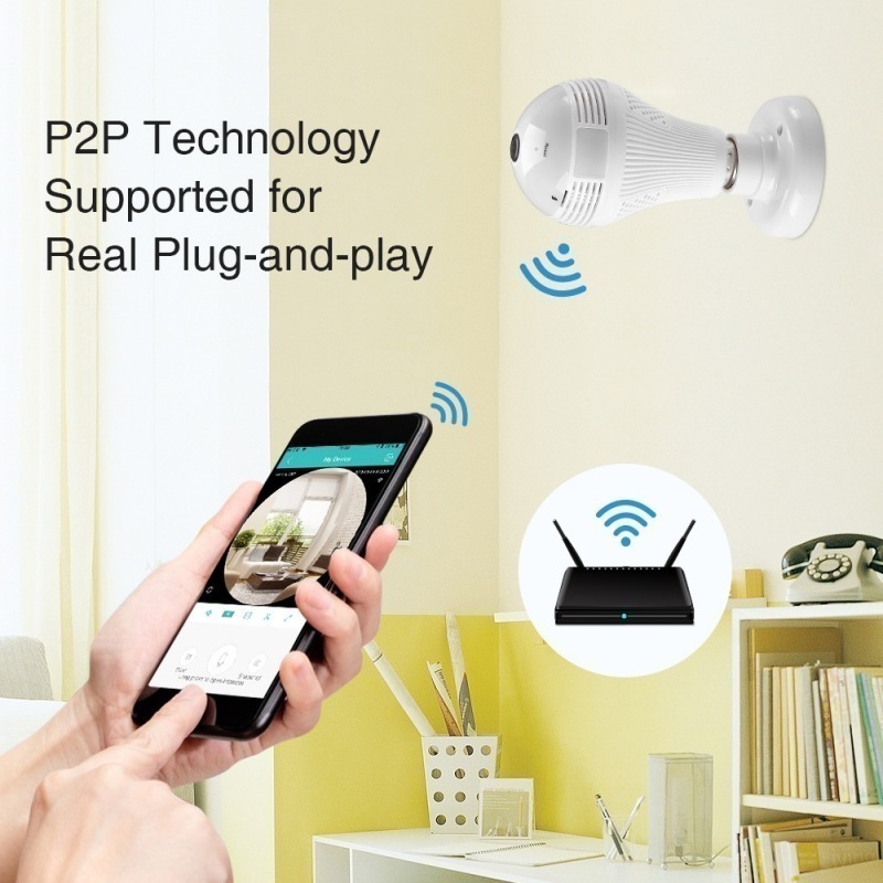 Icsee 1080p Hd Lâmpada Com Câmera 360° Espia Wifi Alarme - Imagem 3