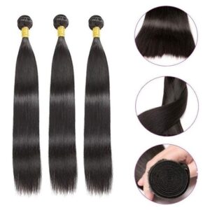 Aplique Cabelo Liso Com Natural Humano Brasileiro 3pcs 50cm