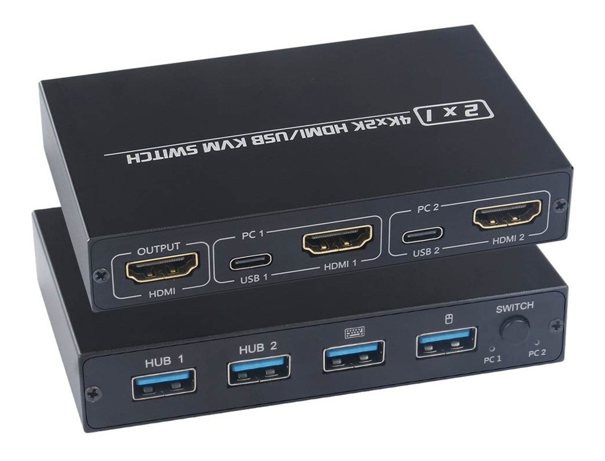 Caixa Divisora De Comutador 4k Hdmi Usb Kvm 2x1 8005 - Imagem 4