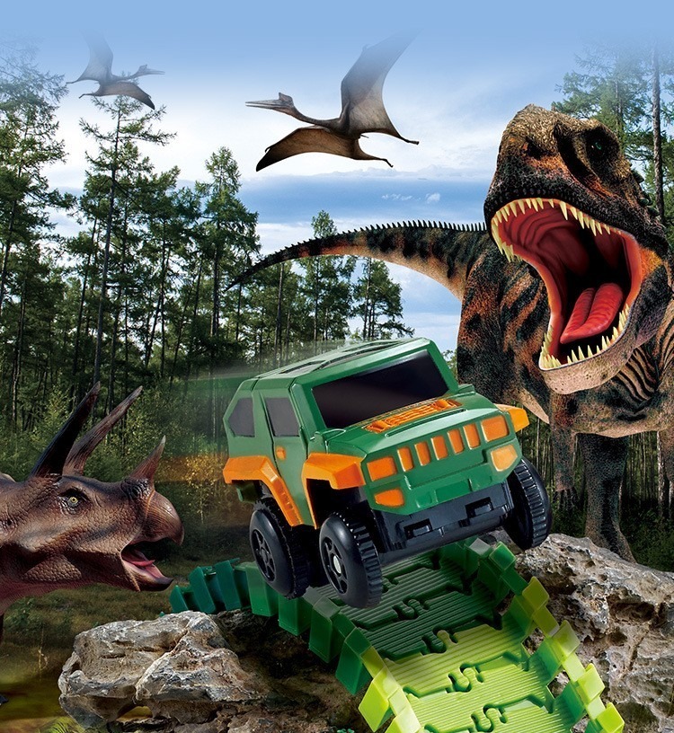 Pista De Carrinhos De Brinquedo Infantil Dinossauro 167p - Imagem 3