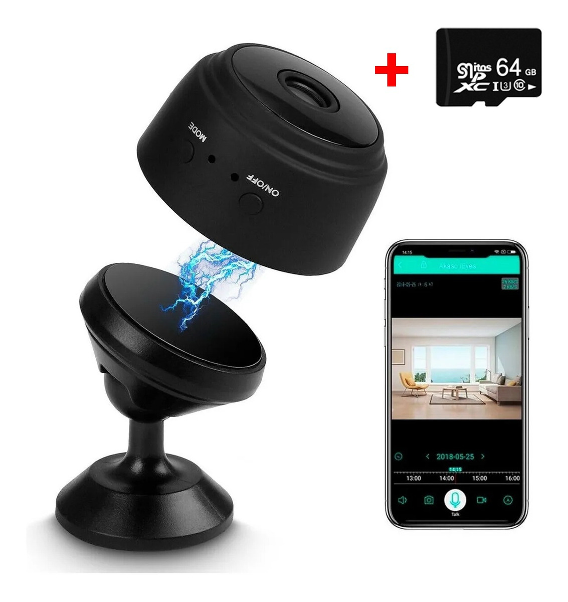 Câmera Wifi 1080p Nanny Câmeras Ocultas+cartão De Memóri