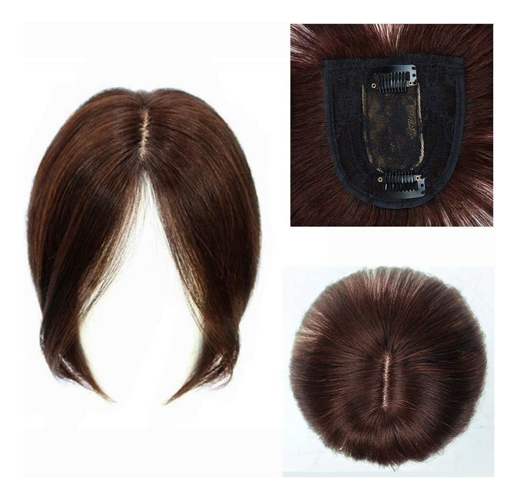 Peruca De Cabelo Humano Topper, Moldada Na Frente E
