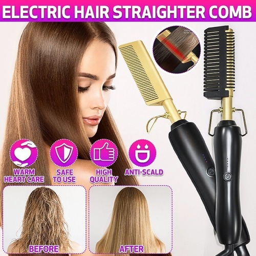 Pente Quente Elétrico Alisador Cabelo Crespo Chapinha Antiga
