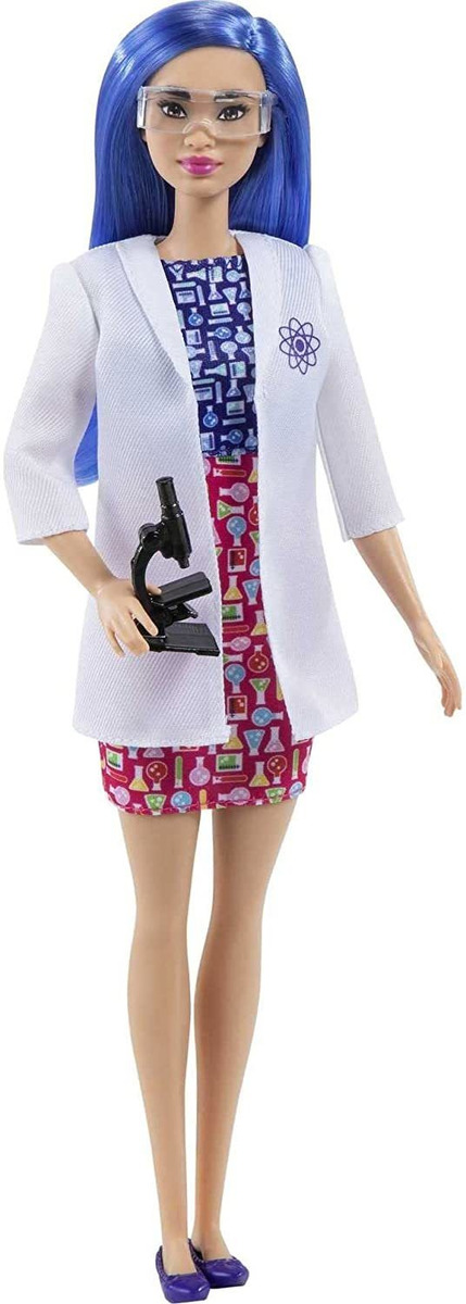 Boneca Barbie Cientista 12 Polegadas Cabelo Azul Vestido