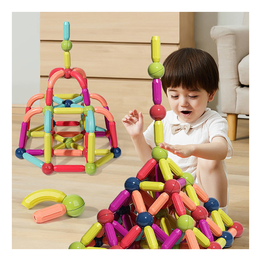 Magnetic Stick Building Blocks Jogo Ímãs Criança Set 69 Pcs - Imagem 2