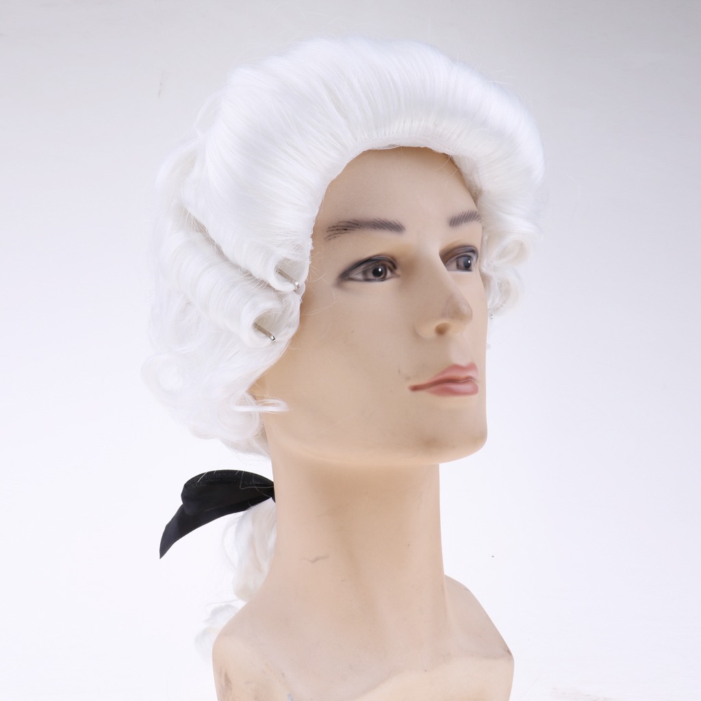 Peruca Colonial Masculina Branca Barroca Cabelo Para Festa