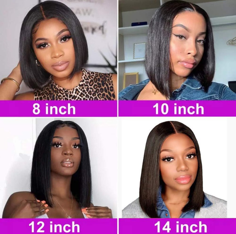 Peruca Artificial De Cabelo Humano Smooth Short Bob 25-28cm - Imagem 8