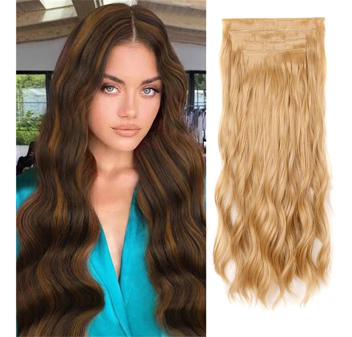 Peruca Feminina, Cabelo Comprido Encaracolado, Ondulado De Á - Imagem 44