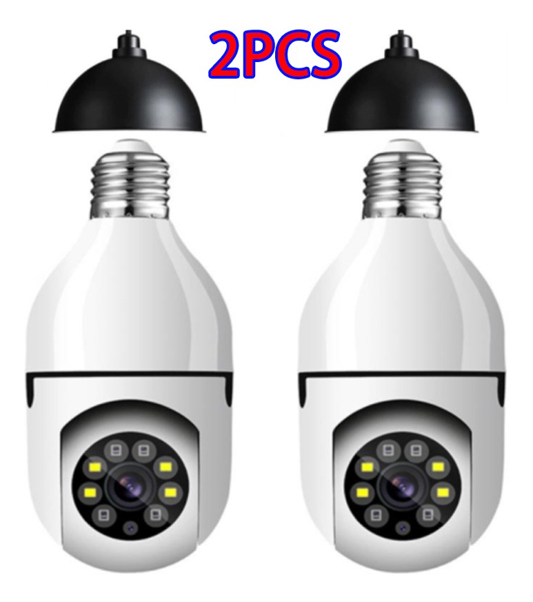 2pcs Sem Fio Ip Câmera Lâmpada Wifi Full Hd Visão Noturna