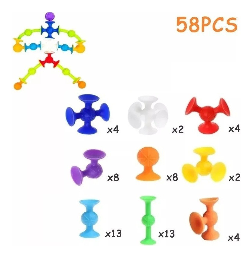 58pcs/set Brinquedos Educativos De Construção De Ventosas Pa - Imagem 5