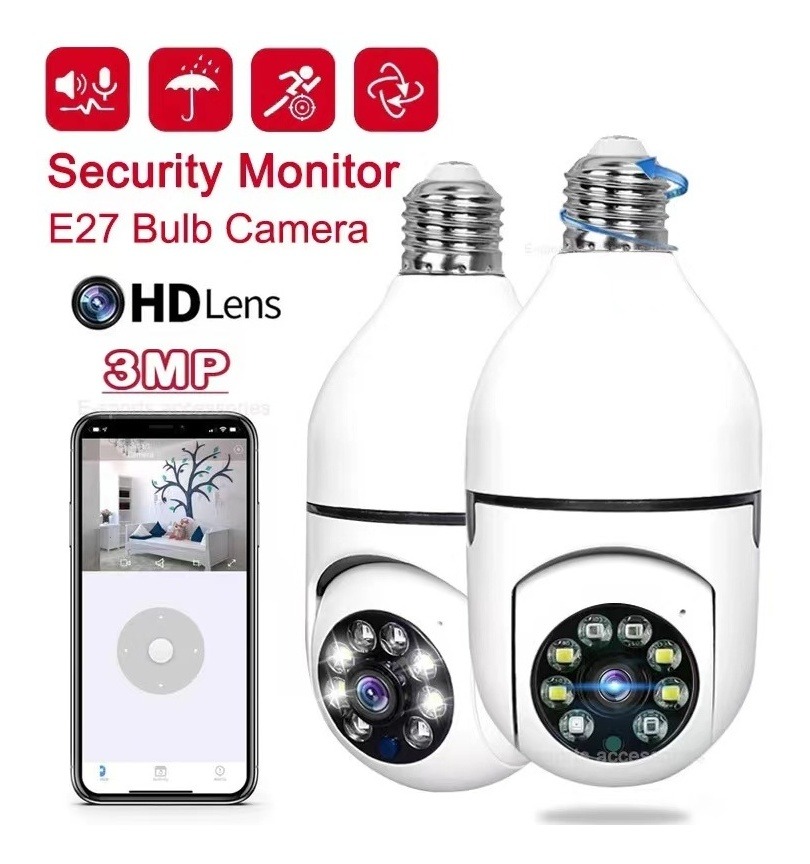 Lampada Camera 360° C/microfone Alarme Sensor De Yltnice