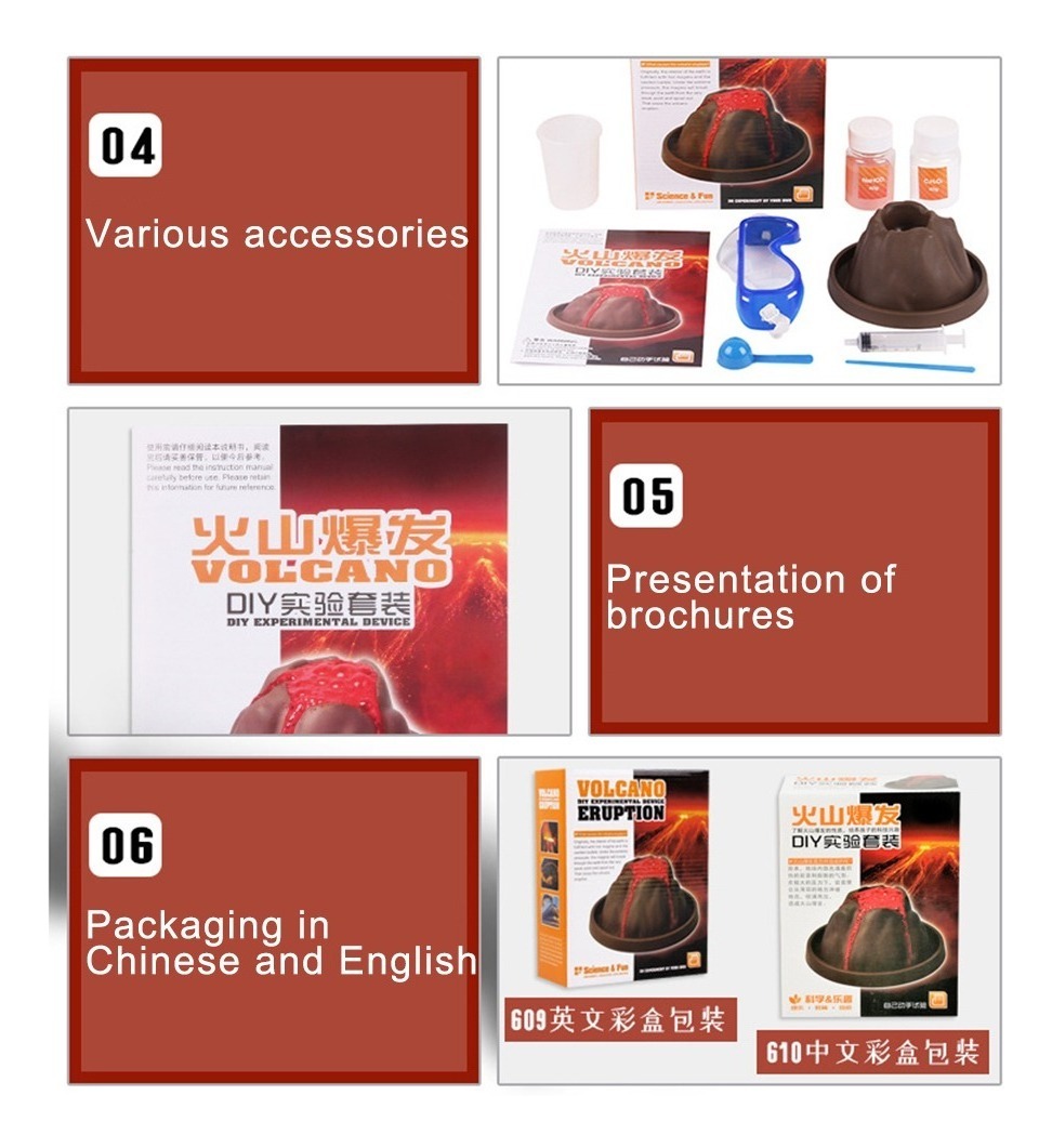 Kit De Vulcão Em Erupção De Construção Diy Brinquedo Educati - Imagem 7