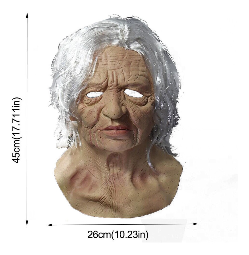 Máscara De Mulher Velha De Halloween Máscara Facial Assustad - Imagem 7