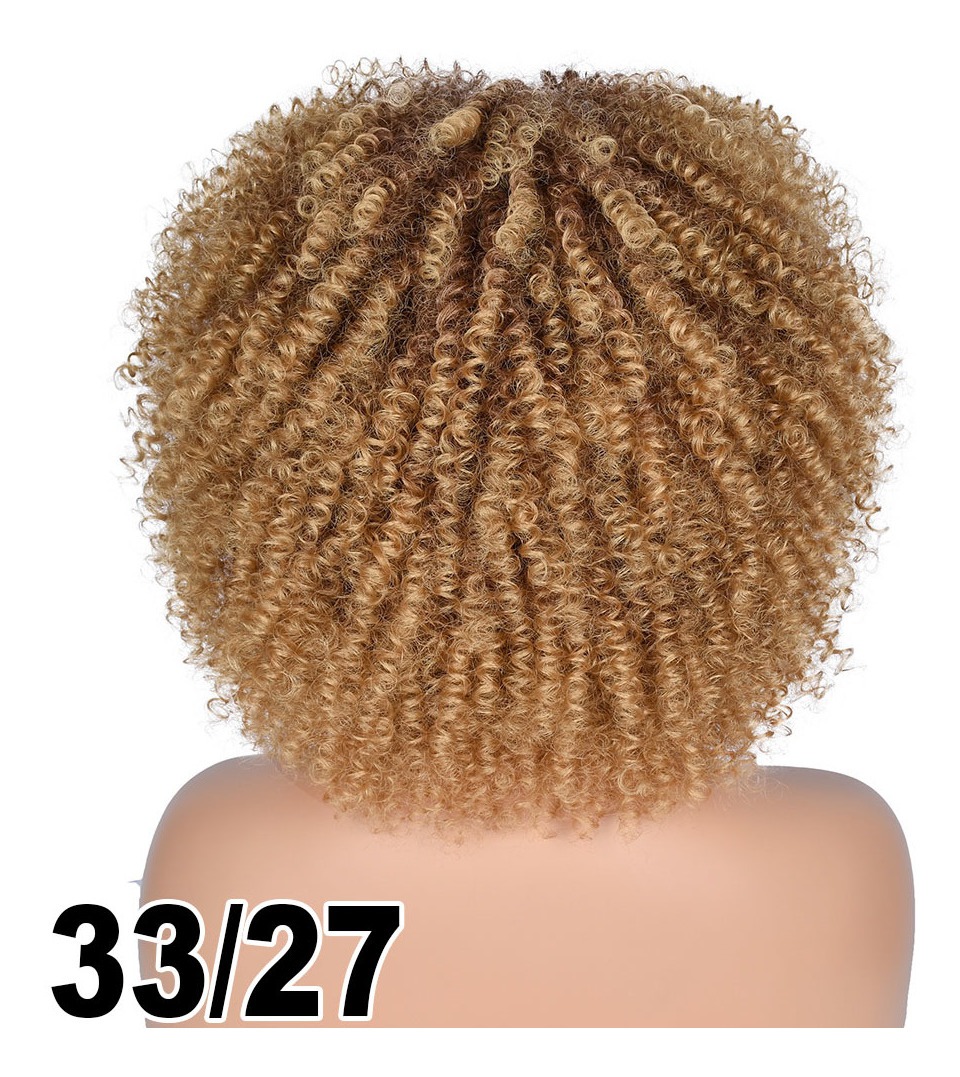 Afro Cabelo Sintético Mulheres Perucas Curtas Encaracoladas - Imagem 12