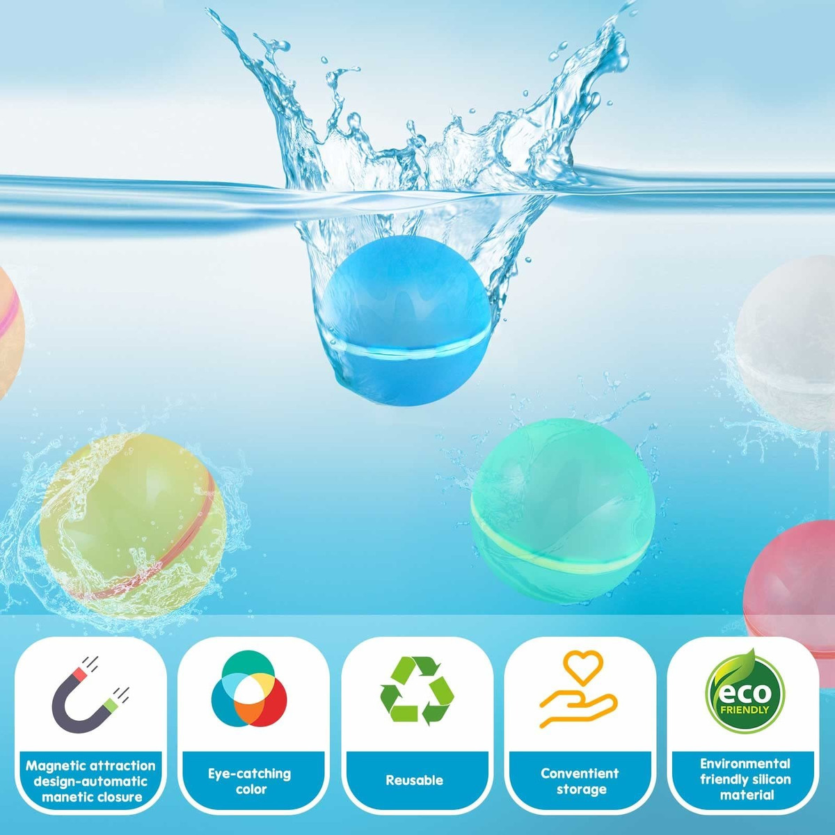 Water Fight Game Balões De Água Reutilizáveis 12 Peças - Imagem 2