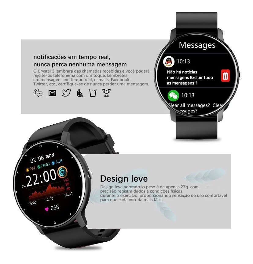 Smartwatch Zl02d Tela De Toque Total Smartwatch - Imagem 9