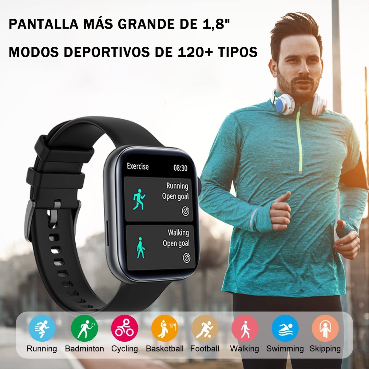 Smartwatch Impermeável Com Bluetooth Rosa Sobre Cinta Preta - Imagem 15