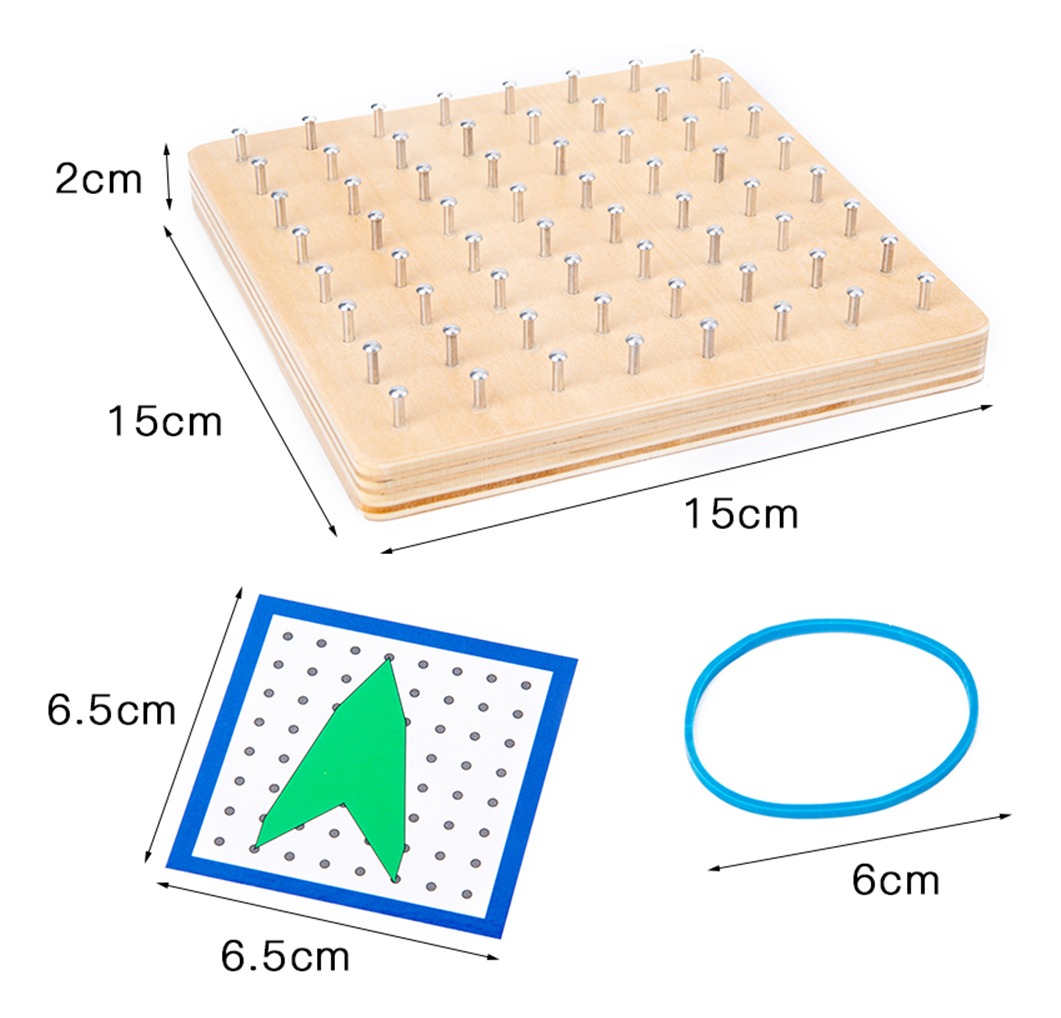 Geoboard De Madeira Com Bandas De Borracha E Cartões 8 * 8 - Imagem 5