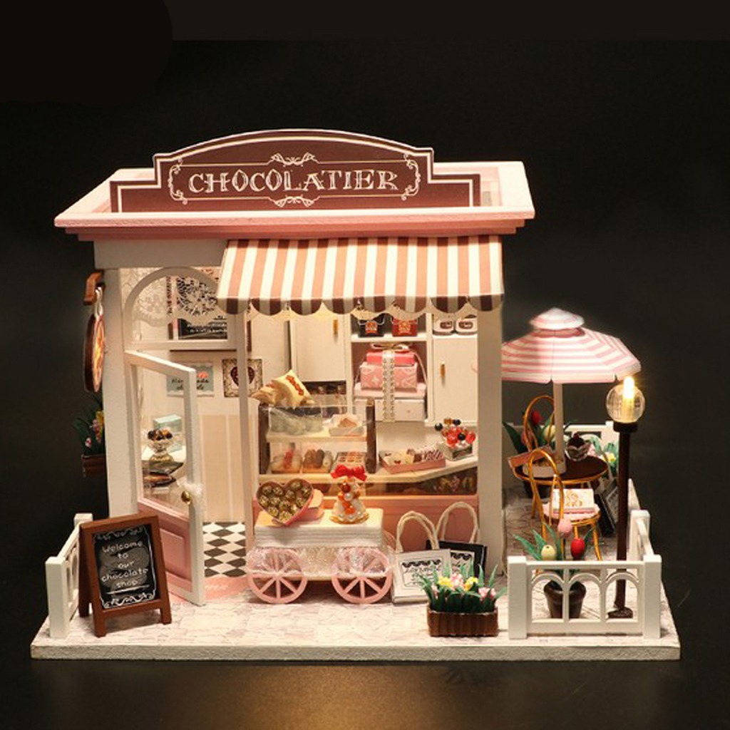 Casa De Bonecas Diy Kit Miniatura De Madeira Com Móveis Led - Imagem 2