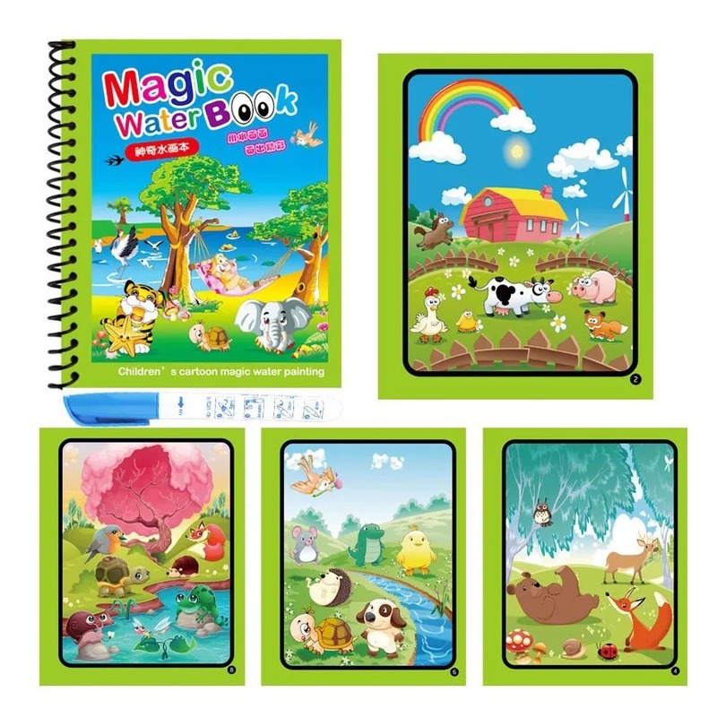 Cadernos Infantis Livros De Pintura Mágica +caneta De Agua - Imagem 2