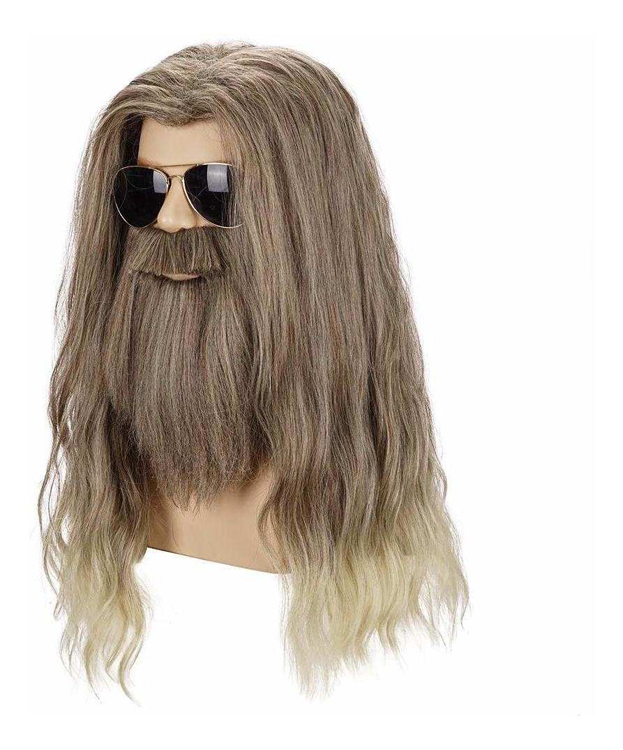 Peruca De Barba Dourada Longa Encaracolada Masculina Cosplay - Imagem 2