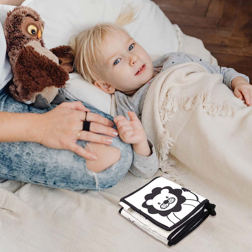 Livro Montessori Toy Black White Soft Cloth Para Bebê Recém- - Imagem 6