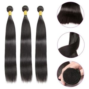 Aplique Cabelo Liso Com Natural Humano Brasileiro 3pcs 50cm
