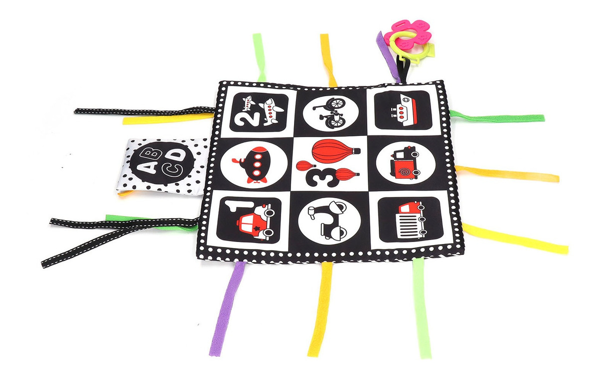Livro De Pano Infantil Alto Contraste Preto E Branco Bebê En