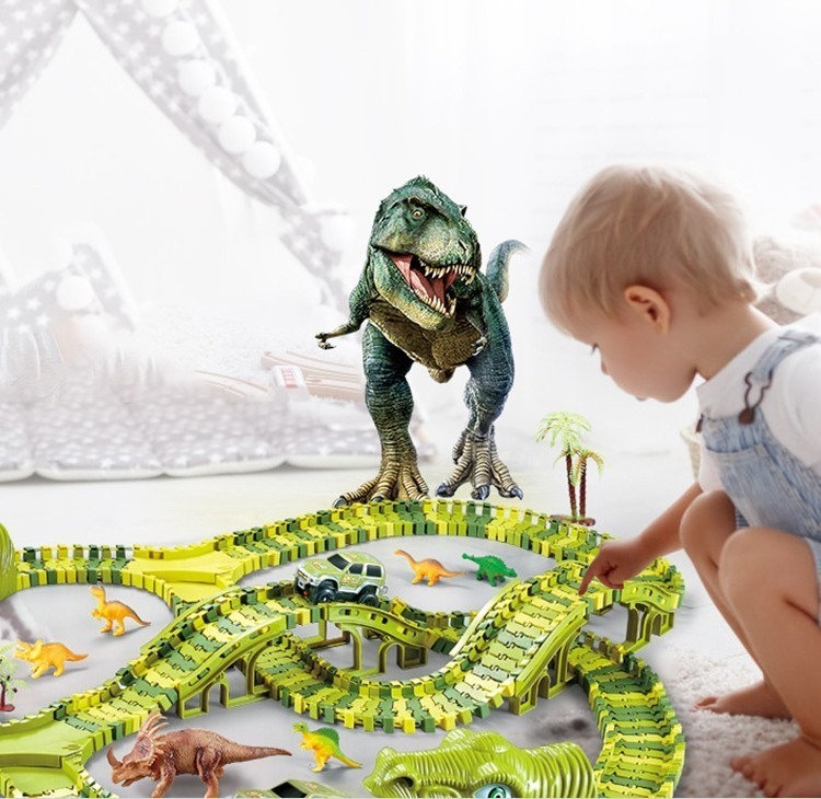 Kit 320 Pista De Carrinhos De Brinquedo Infantil Dinossauro - Imagem 2