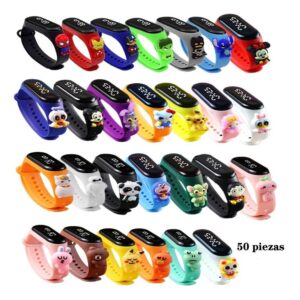 50piezas Reloj Infantil Led Pulsera Dibujos Animados Regalo