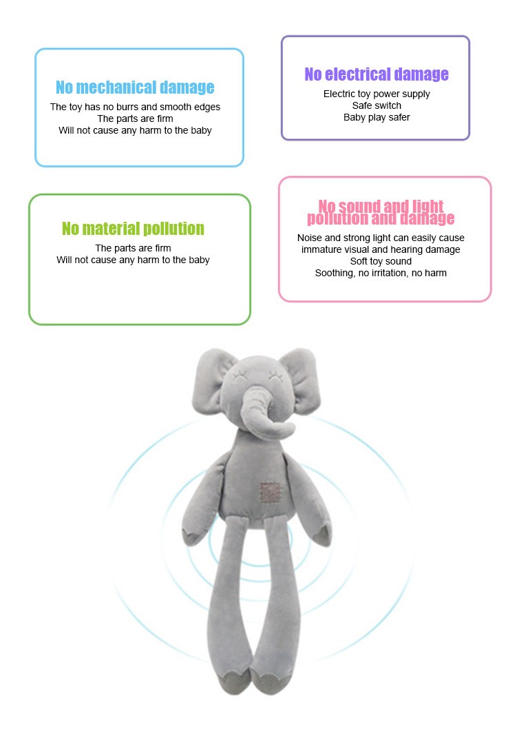 Almofada De Dormir Infantil Comfort Plush Toy Elephant Baby - Imagem 9