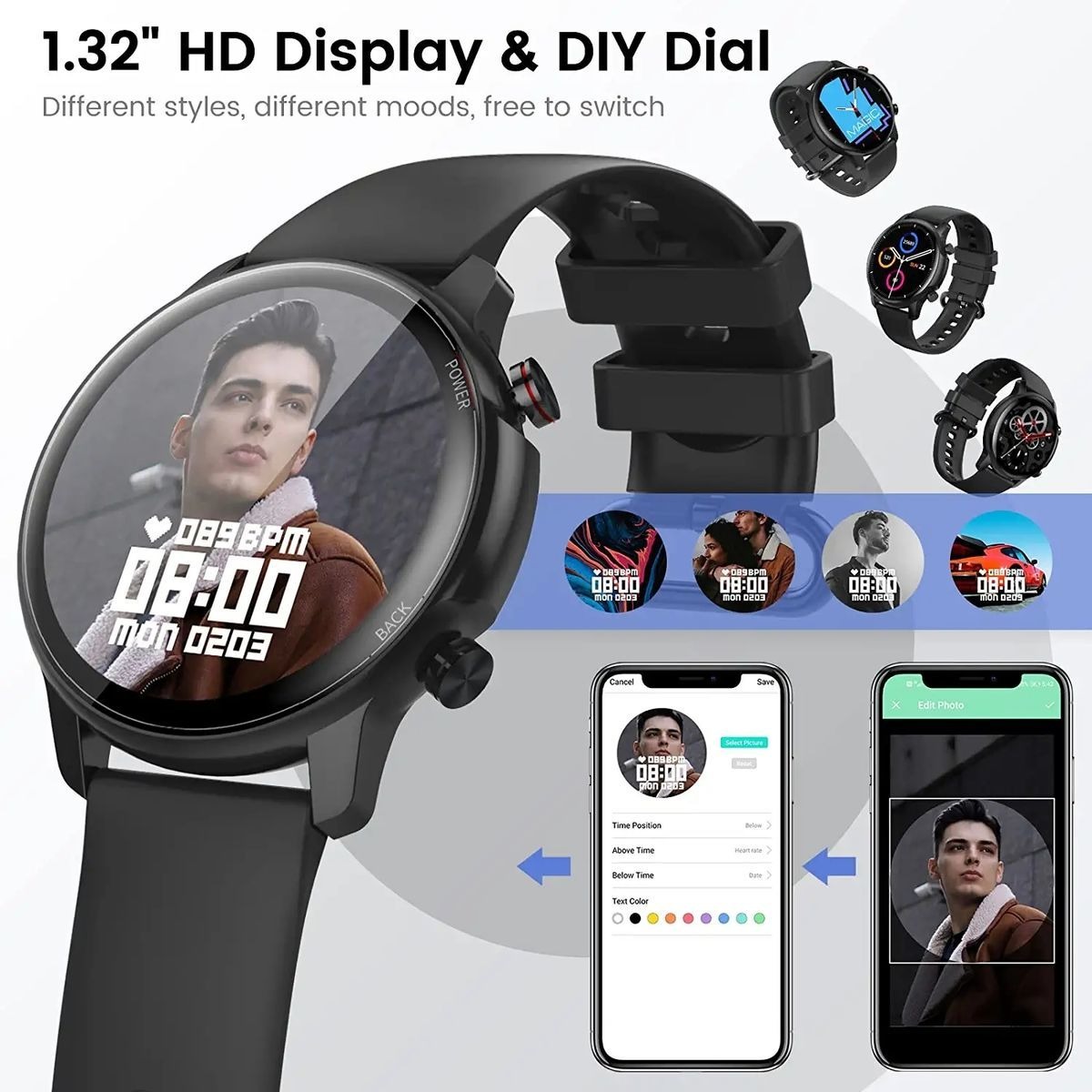 Smartwatch Para Homens Mulheres 5atm Relógios De Fi - Imagem 11