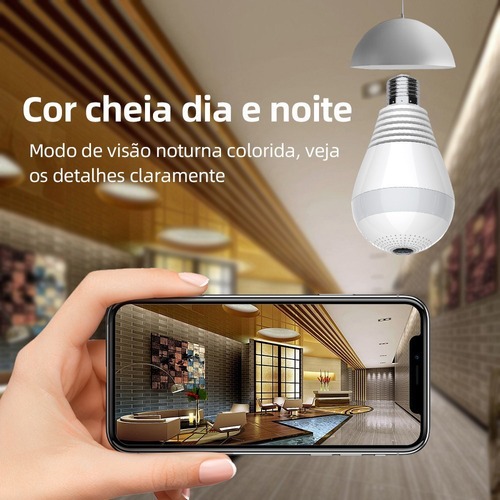 Camera Ip Lampada Segurança 360 Visão Noturna Espia Wifi Hd - Imagem 7