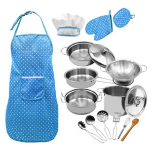 18pcs Mini Kit De Brinquedos De Cozinha Infantil De Aço Inox