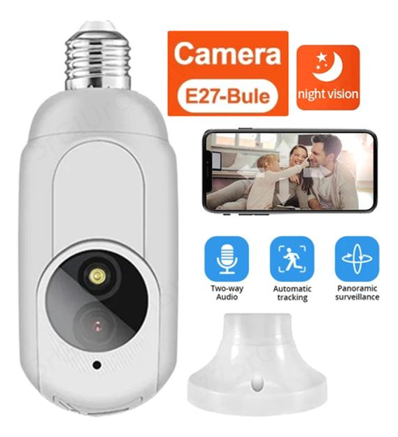 Câmera De Visão Noturna E27 Bulb, Monitor De Segurança Color