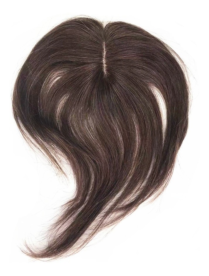 Aplique Cabelo Humano Topper Frontal Cast Escuro Franja Wig - Imagem 3