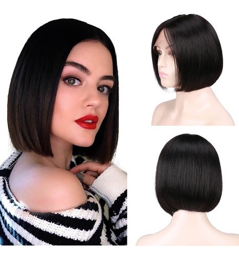 Peruca Natural Humano Curto Bob Suave 25cm