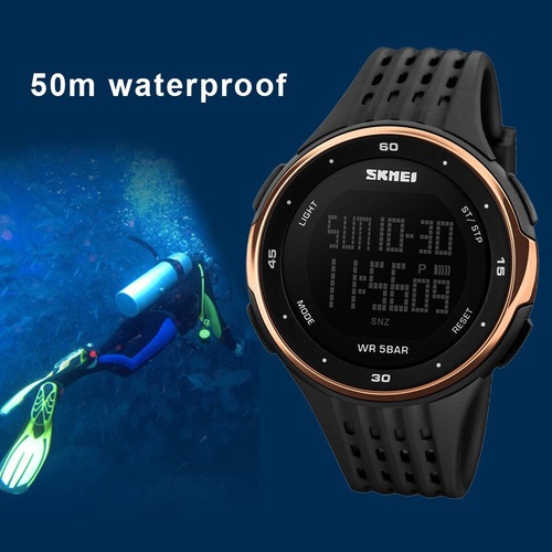 Skmei Masculino Esportivo Submersível 50m Relógio De Ouro - Imagem 5