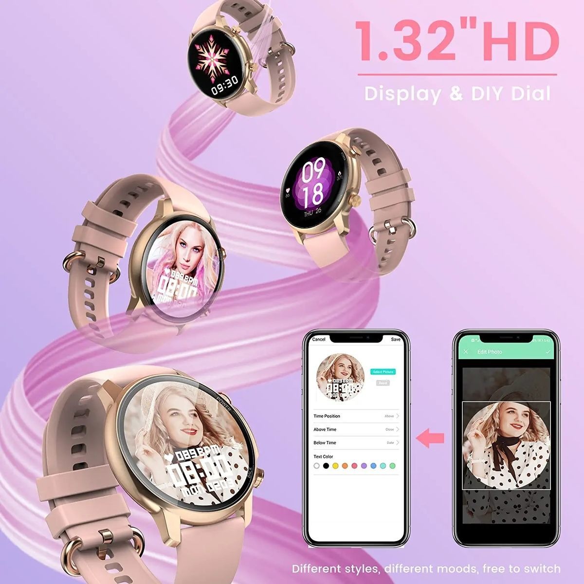 Smartwatch Para Homens Mulheres 5atm Relógios De Fi - Imagem 6